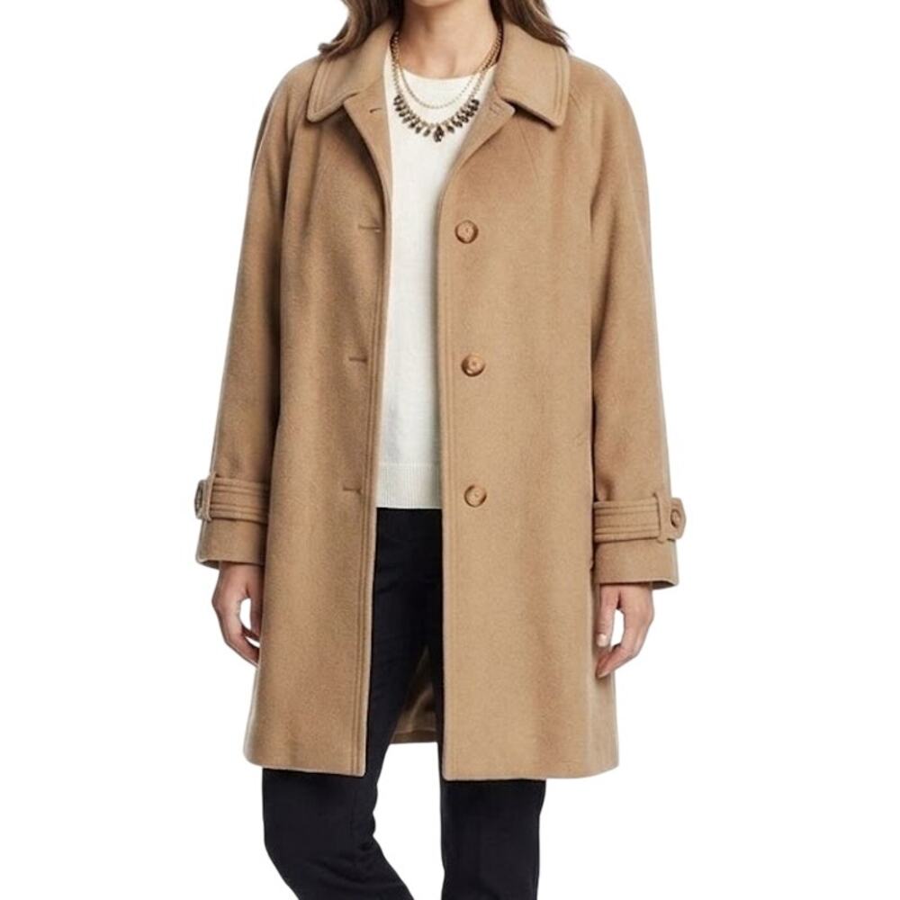 Kashmiracle Wellington Fashions Vintage Car Coat Tan Women's Large 3 Button